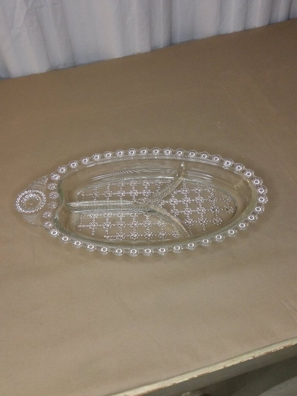 Vintage Hazel-Atlas 3-section divided relish dish circa 1960